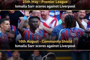 紅軍苦主，水晶宮前鋒薩爾連續(xù)3次面對(duì)利物浦均破門