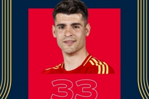 西班牙隊(duì)祝莫拉塔33歲生日快樂(lè)，球員國(guó)家隊(duì)出戰(zhàn)87場(chǎng)37球8助