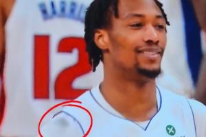 新的受害者出現(xiàn)了！杰倫-布朗還在用發(fā)際線粉??霍蘭肩膀一團(tuán)黑