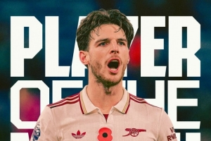 頭球破門！賴斯當(dāng)選對(duì)陣伯恩利一役阿森納隊(duì)內(nèi)最佳球員