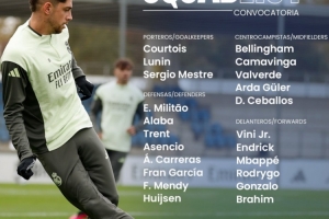 皇馬西甲對(duì)巴列卡諾名單：姆巴佩、維尼修斯領(lǐng)銜，瓊阿梅尼缺席