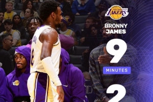 美媒打趣：布朗尼——NBA球員 詹姆斯——G聯(lián)盟球員