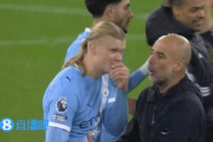 哈蘭德3場(chǎng)“球荒”！瓜帥賽后指導(dǎo)哈蘭德，抱著他悉心教誨數(shù)十秒