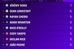 本賽季英超創(chuàng)造重大機會榜：多庫7次居首，謝爾基、賴斯5次