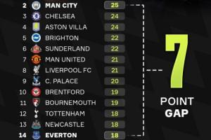 一場天堂一場地獄??賽季已過三分之一，英超第2與第14只差7分