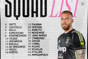 尤文意大利杯名單：伊爾迪茲、孔塞桑、戴維在列，佩林、DV9缺席