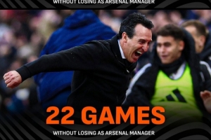 埃梅里終結(jié)阿爾特塔18場不敗紀(jì)錄，成功捍衛(wèi)昔日22場不敗榮耀