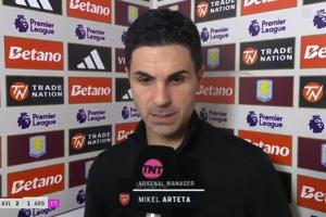 阿爾特塔：最后以這樣的方式輸球難以接受，這確實令人痛苦