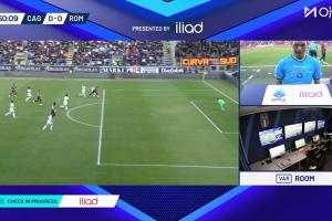 羅馬少打一人！切利克防守最后一人犯規(guī)被罰下，VAR取消點球判罰