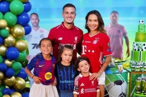 庫蒂尼奧為兒子慶生，一家人身穿國米、利物浦、巴薩、拜仁球衣