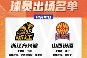 CBA揭幕戰(zhàn)廣廈對陣山西大名單：胡金秋&孫銘徽&朱俊龍&張寧領(lǐng)銜