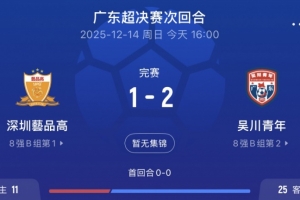 吳川青年2-1深圳藝品高奪得廣東省超冠軍，涂夢函補時絕殺