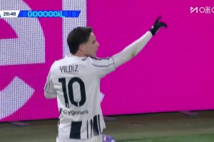 迅速給予回應(yīng)！伊爾迪茲凌空彈射破門，尤文1分鐘內(nèi)扳平比分